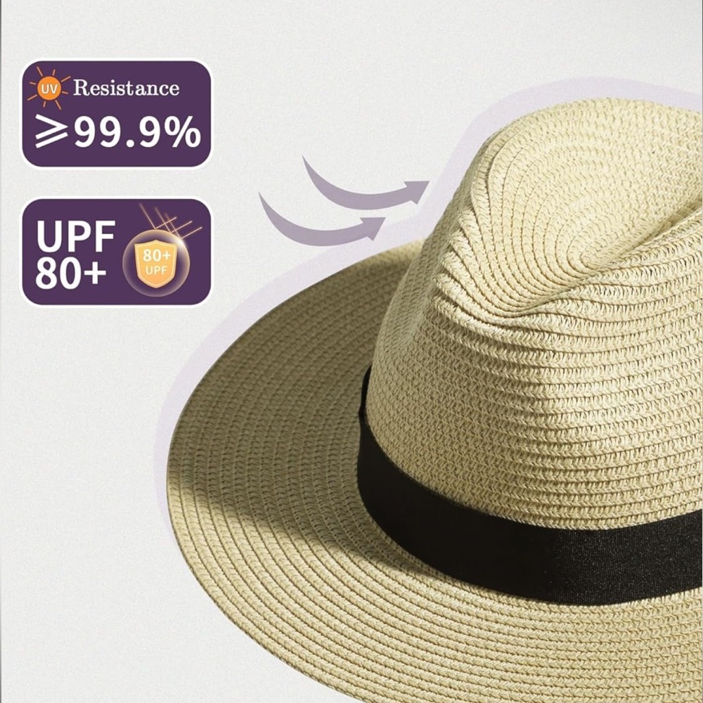 🌞 Nanrton Wide Brim Straw Hat – UV Sun Protection  UPF 80+ 🏖️👒